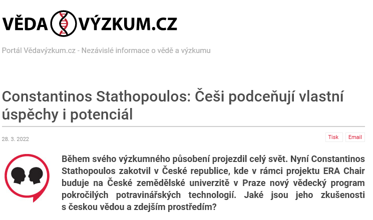 Constantinos Stathopoulos: Češi podceňují vlastní úspěchy i potenciál - Vědavýzkum.cz (JT)